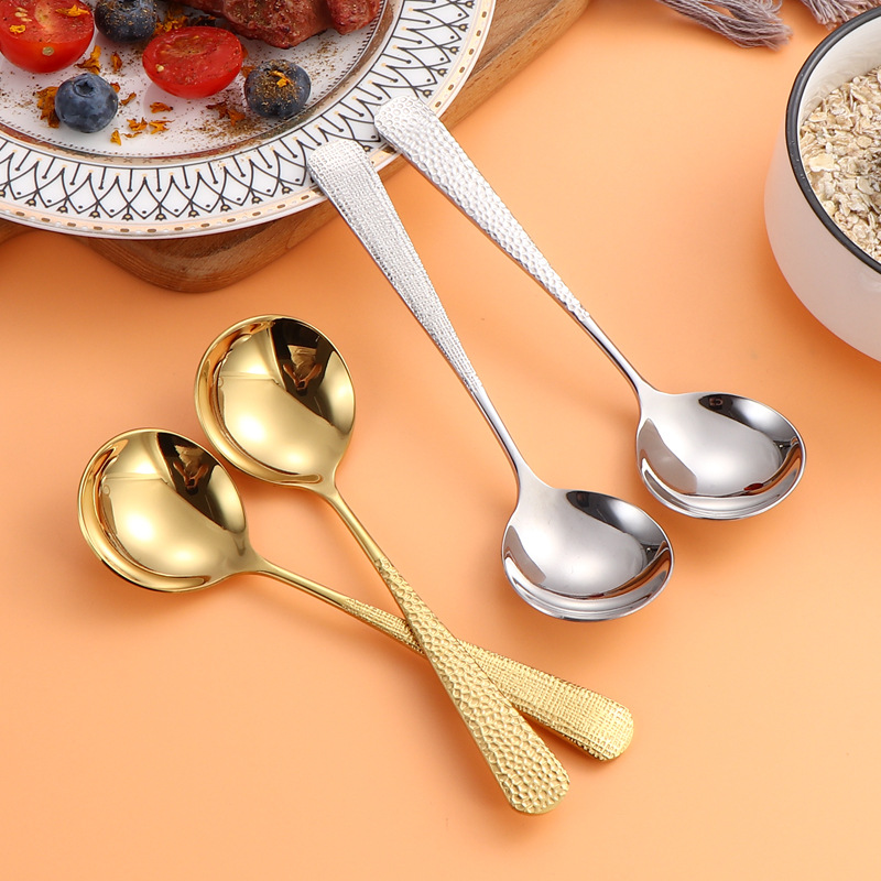 304 acero inoxidable red cuchara roja cuchara de tela martillo nuevo cuchara casera cuchara de comedor dulce sandía cuchara de cocina de cabeza redonda cuchara