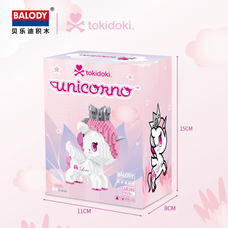 Beledi 18191 genuine authorized unicorn Tokidoki joint model micro -granular building block puzzle toys