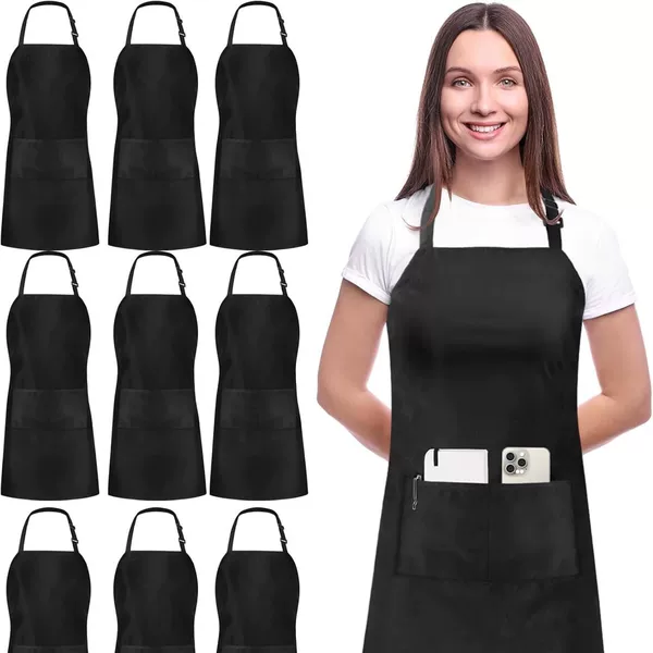 Cross-Border Amazon Foreign Trade Multi-Piece Polyester Halter Neck Apron for Restaurant Catering, Multi-Pocket Work Apron for Women
