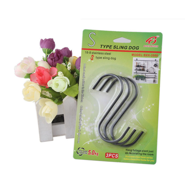S-tipo de acero inoxidable negro gancho salchicha carne S gancho mochila gancho ropa S-en forma de gancho de exposición 3 Pack