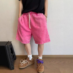 2025 Retro Washed Shorts Men's Summer Cross-Border Pure Cotton Five-Point Pants Loose Casual Hip-Hop Distressed Pants Ins