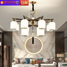新中式全銅吊燈家用客廳燈簡約現代中式餐廳卧室胡桃木實木燈具