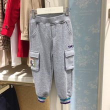 韩版童装国内专柜外贸尾单男童2色口袋对称休闲运动裤TKTM214902A