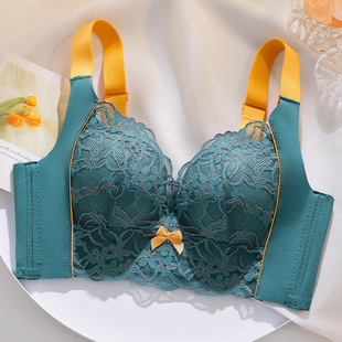 Fertilized plus size Underwear Women's Thin Push-up Adjustable chubby girl Breast-closing Small Size Girl's Latex Lace Bra