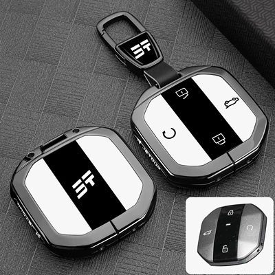 2025 Jietu Free Rider Key Case Traveler New Free Rider Car Metal Full Cover Shell Modification for Men (Static Rod/Key Bag) - exclusively-for-jietu-bright-gun-whiteblack-metal-buckle