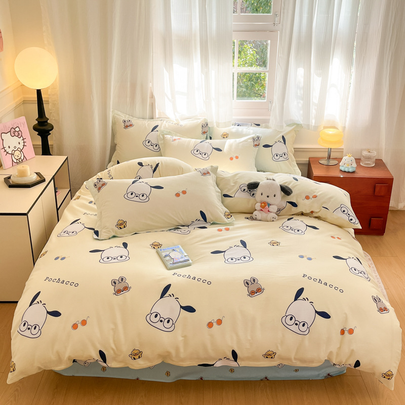 ハローキティ漫画プリントコットン4点セットサンリオかわいい子供用コットンベッド3点セット卸売|undefined