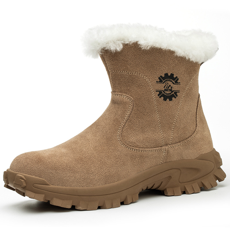 Zapatos de protección laboral de alto rendimiento para hombres anti-golpe anti-punchada y lana de cachemira anti-fría zapatos de seguridad para trabajar anti-golpe anti-punchado zapatos cálidos