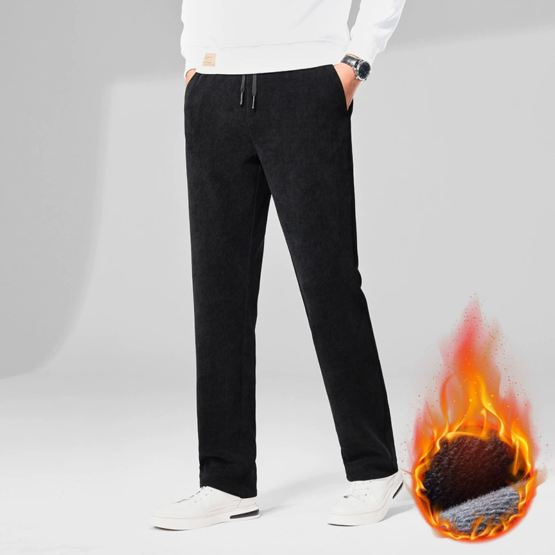 Средние мужские деловые повседневные брюки 2024 осень-зима новые брюки бархатные толстые теплые папы большие размеры брюки