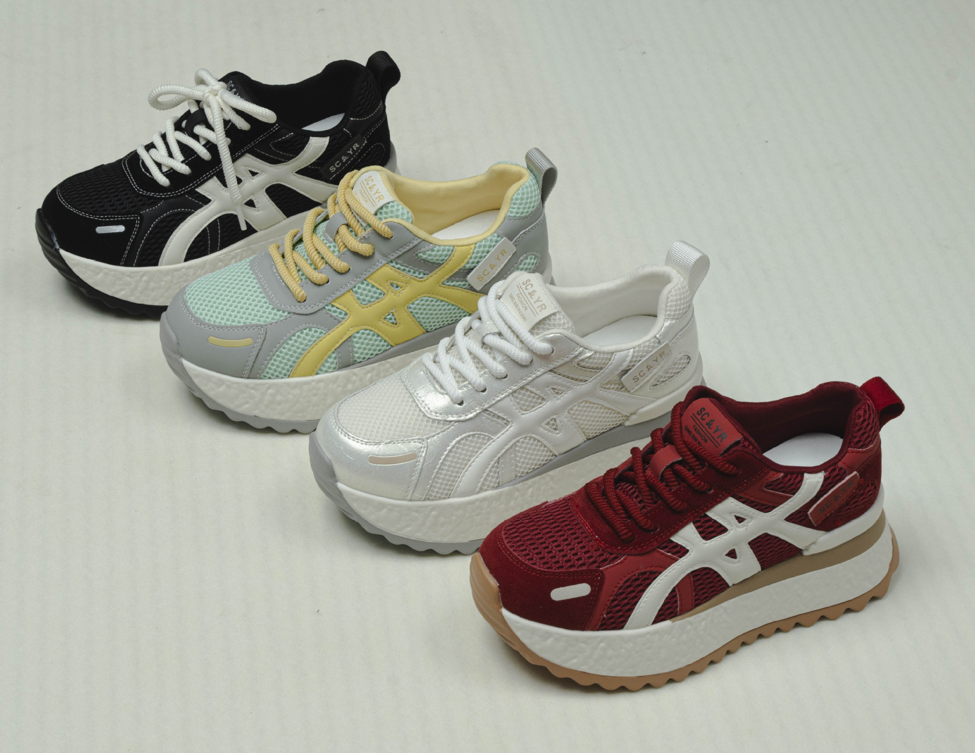 Giày sneaker nữ đế dày chunky phong cách thể thao thời trang mới thu 2026 — M2878 đen, M 2878m màu, M2878 màu đỏ, M2878 màu xanh lá cây chi tiết 16