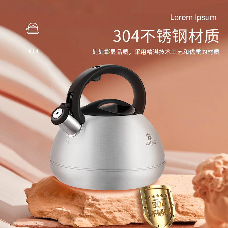 Hervidor de agua Zhenhui Life de acero inoxidable 304 para uso doméstico, apto para cocinas de gas e inducción, hervidor con silbato, venta directa del fabricante, al por mayor.