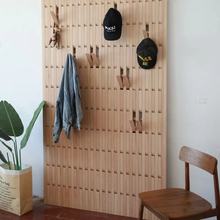原木智工坊 木条墙壁式壁挂衣挂榉木黑胡桃实木创意玄关置物架