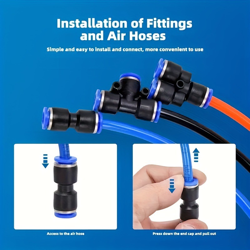Accesorios de conector neumático rápido de 1 / 4 "10 dispensadores 10 codo 10 a través de 10 tee Total 40 piezas grupo transfronterizo