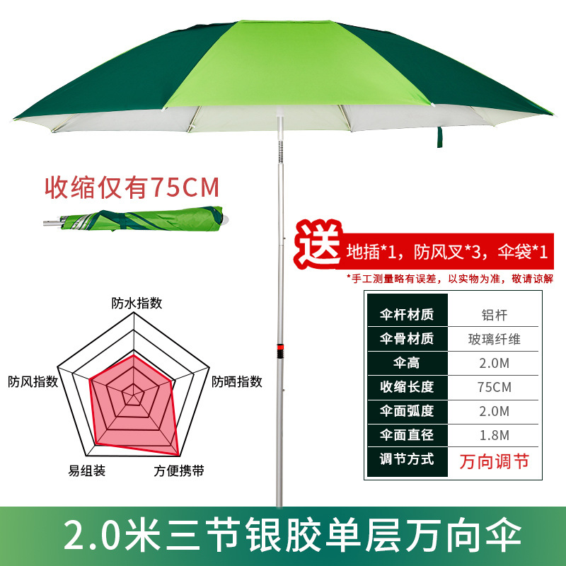 1+1 해외직구 파라솔/ Wanxiang 2.0 미터 외부 녹색 은색 접착제의 세 섹션