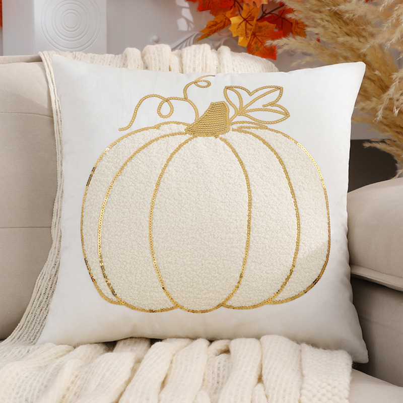 外国貿易クロスボーダーハロウィン枕カバーカボチャゴーストフランネル刺繍感謝祭工場ドロップシッピング|undefined