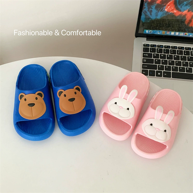 Тапочки мультяшный медвежонок кролик милый ребенок летний ребенок ребенок комнатная мягкая подошва домашняя нескользящая пляжная обувь