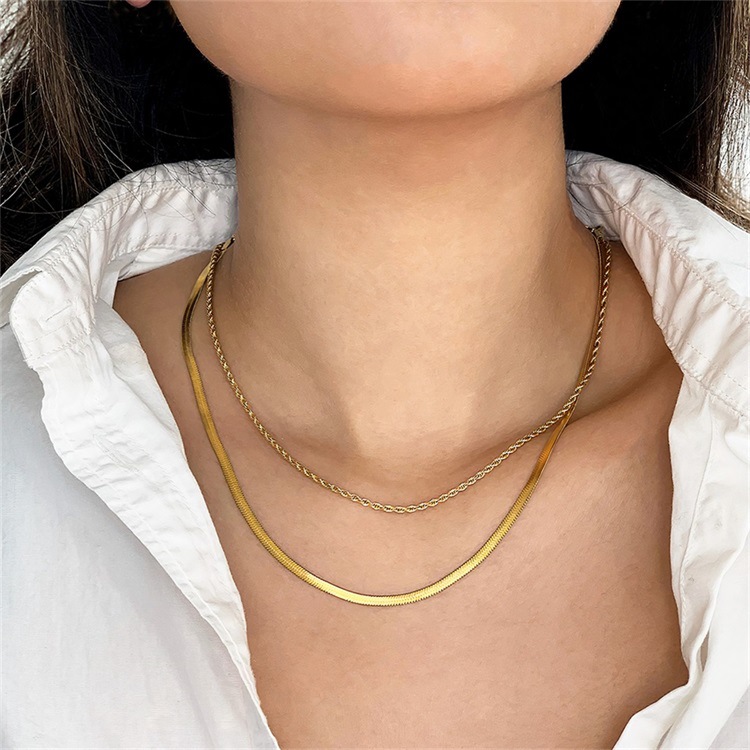 Stainless Steel 14K Gold Plated Simple Style Layered Plating U Shape Necklace display picture 1