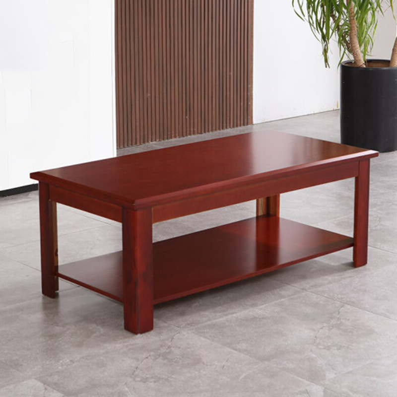 Multi-size red brown tea table modern minimalist double-layer wooden office Tea Table Office reception room tea table