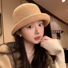 高品质卷边羊毛小礼帽女秋冬款时尚千金帽子显脸小渔夫帽子女盆帽