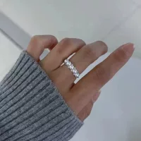 Изысканное кольцо из нескольких шариков Aurora пресноводный жемчуг 4-5mm Высокое качество Аврора взрыв чистого серебра отверстие регулируемое