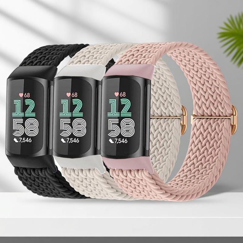 Suitable for Fitbit Charge5/6 Woven Elastic Nylon Watch Strap Versa2/3/4 Amazon Temu in Stock