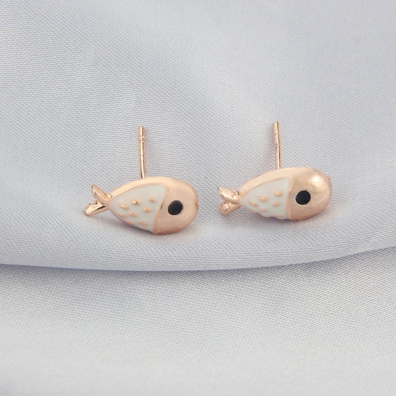 925 Silver Nail Korean Style Ins Simple Stud Earrings Set Spot Fashion Candy Fish Creative Cute Earrings Femalepicture4