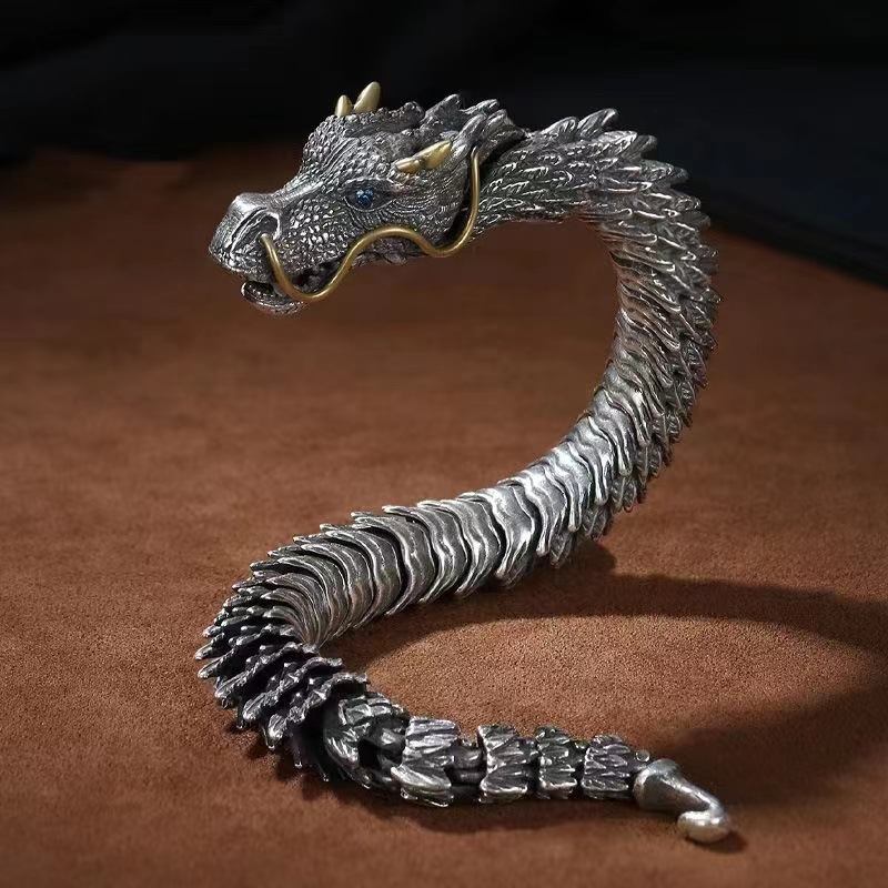 Retro Dragon Copper Plating Bracelets display picture 2