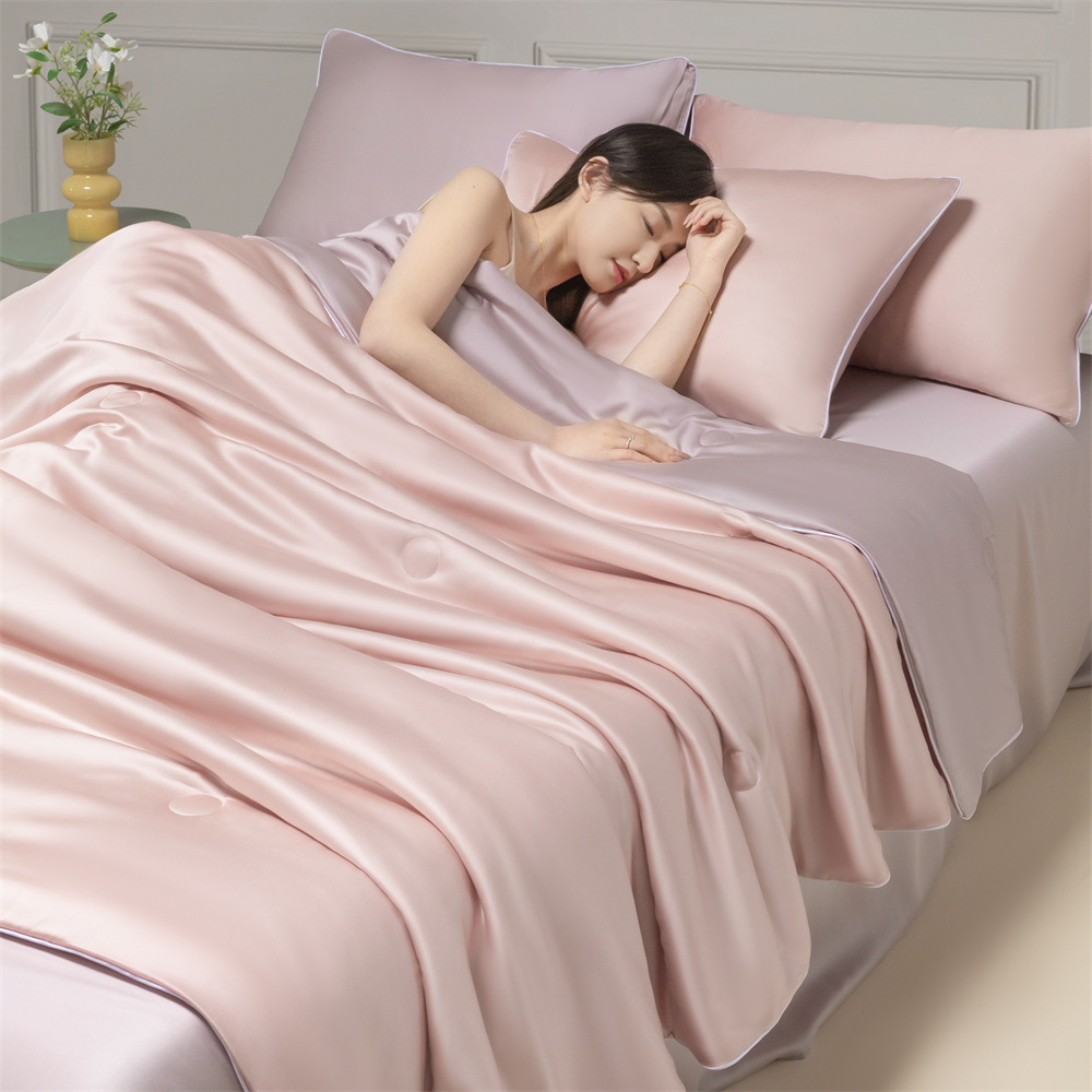 Colcha de verano de seda de hielo lavada pieza única 2025 nueva versión de verano Colcha fresca de verano Colcha de aire acondicionado fresco simple Juego de cuatro piezas Lavable a máquina