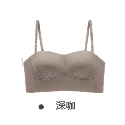 夏季薄款无肩带无痕内衣少女抹胸小胸防走光聚拢一体杯无钢圈文胸|undefined