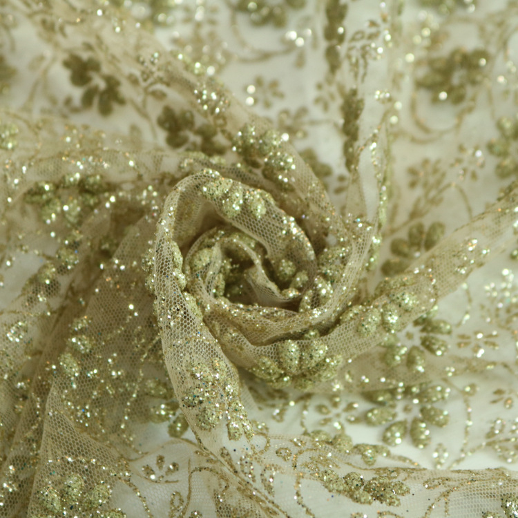 2024 nueva tela de malla hexagonal espuma hecha a mano película flash alta tela de vestido de boda cena