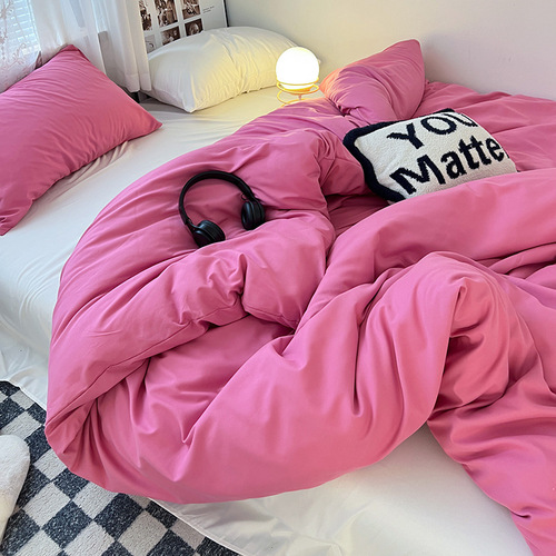 Little Red Book Black Fan Series!  Morandi color matching cotton four-piece high-end bed sheet and quilt cover three-piece set