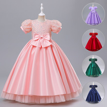 女童禮服兒童公主裙周歲花童聖誕節日宴會演出服亞馬遜蓬蓬連衣裙