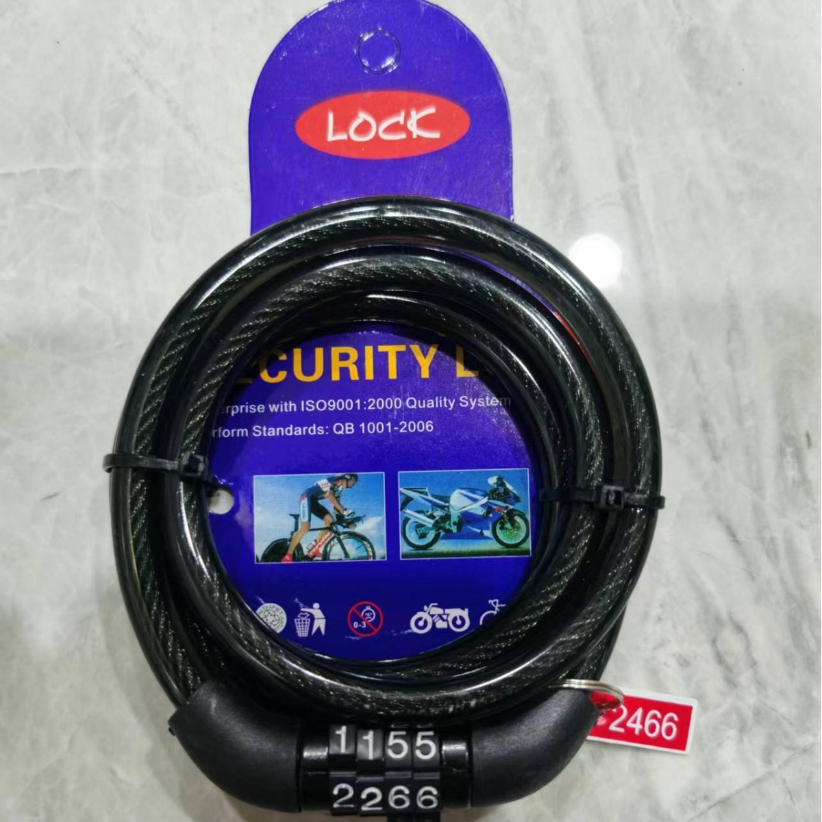 Candado de combinación de 4 dígitos para bicicleta o scooter, con cable de acero