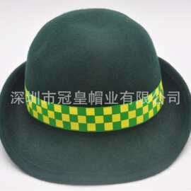 秋冬款呢料羊毛毡帽卷边女帽羊毛翻边女士礼帽圆顶卷檐帽复古风