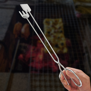 Kitchen Barbecue Tongs for Snacks, Grilled Meat, Fried Food, Stainless Steel Barbecue Extended Charcoal Tongs, Anti-Scalding Tongs, Charcoal Tongs