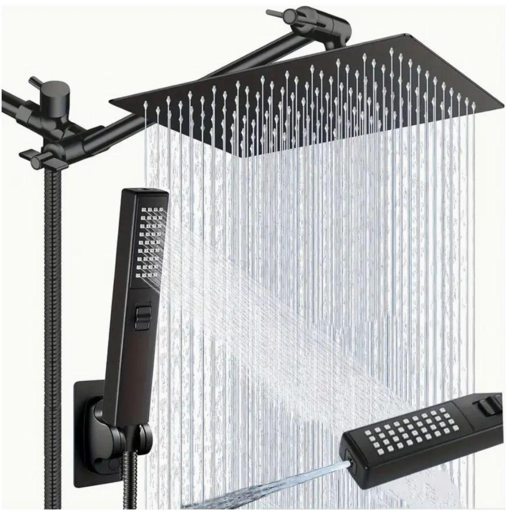 American-style cross-border non-extension rod exposed showerhead, wall-mounted shower, three-way water distributor, stainless steel showerhead for bathing undefined