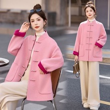 新中式盘扣国风羊毛呢外套女2025秋冬季新款休闲双面呢高级感上衣
