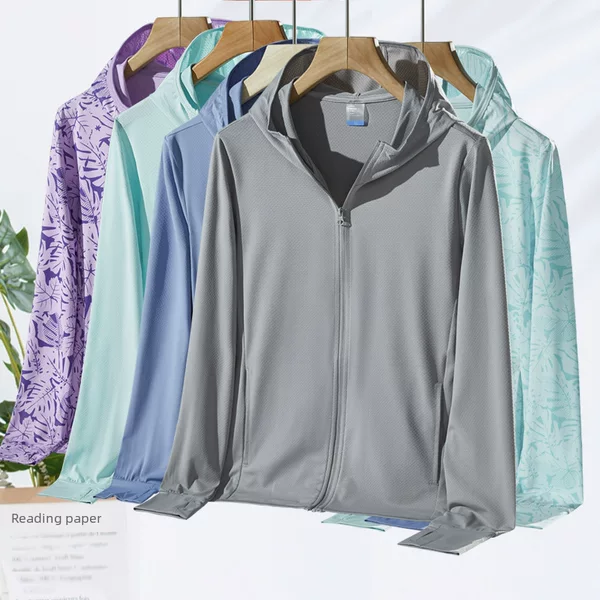 UPF50 + Ice Silk summer sunscreen clothing men's and women's outdoor thin breathable anti-ultraviolet skin clothing sunscreen clothing coat