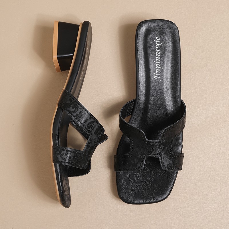 Zapatillas de tacón grueso para mujeres verano 2026 nueva moda de playa zapatillas de tacón frío sandalias casuales image 7