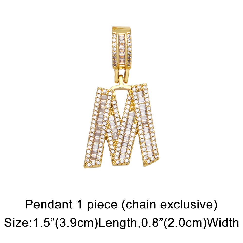 15g Weight 18K Gold Plated Plating Material Necklace Classification Wedding Occasion Copper Material Geometric, Letter Pattern Unisex Gender Fashion Style Fashion Zircon Letter Hip Hop Men's And Women's Copper Necklace 11