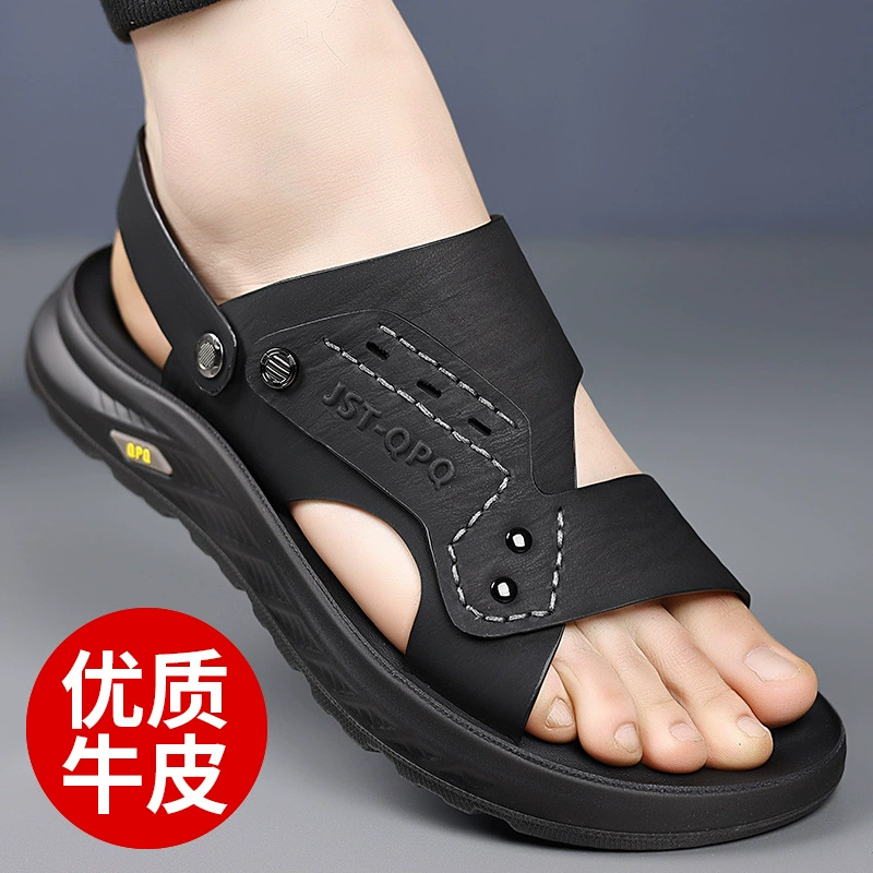 Мужские сандалии 2025 Новые летние мягкие пляжные туфли повседневные универсальные сандалии и шлепанцы с отверстиями для дропшиппинга