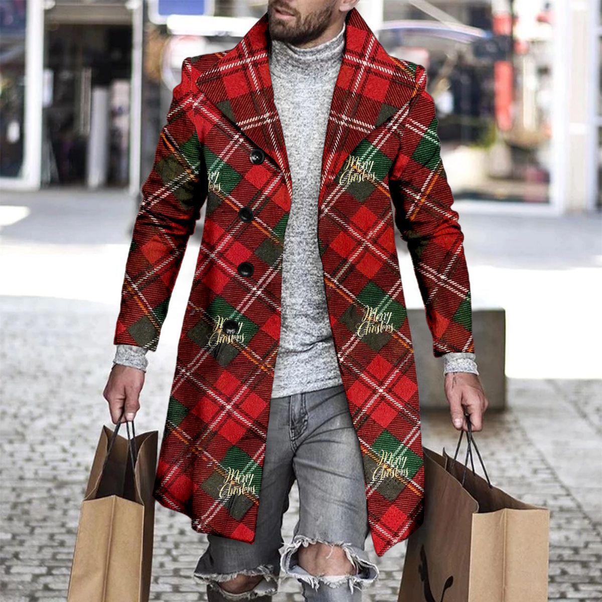 Abrigo a cuadros para hombre 2024 nuevo producto comercio exterior chaqueta wish estación europea Amazon rompevientos AliExpress lana al por mayor