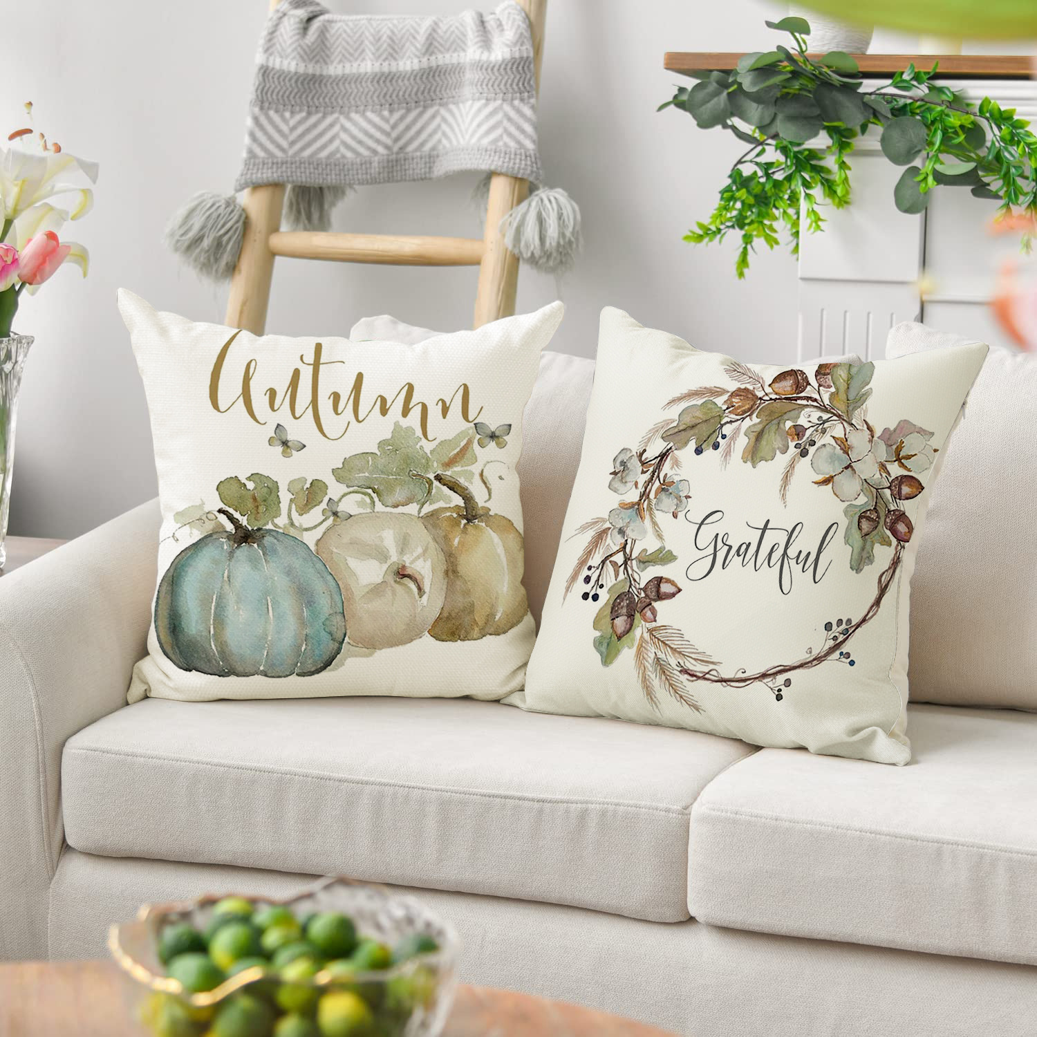 Autumn Thanksgiving Throw Pillow Cover Home Sofa Cushion Cover Linen Printing Harvest Pumpkin Throw Pillow_voghion.com