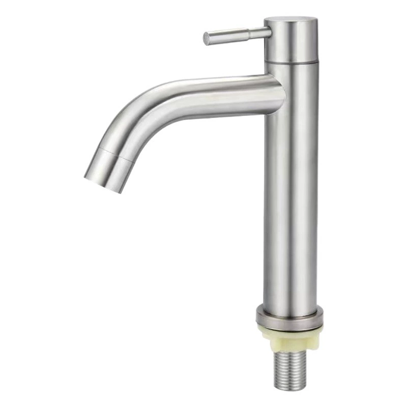 Смеситель для раковины из нержавеющей стали 304, одинарный холодный умывальник для ванной комнаты, умывальник для мытья рук, балконный умывальник, прямой излив, изогнутый излив, маленькая талия