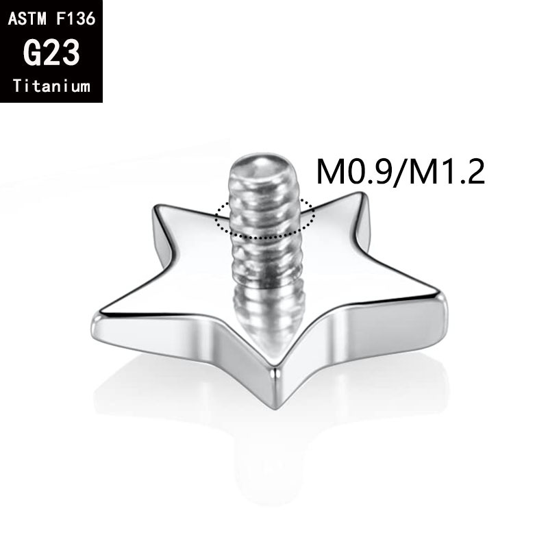 G23 Titanium Moon Stars Love Lightning Cross Fine Polishing Externally Threaded Body Piercing Accessory detail image 7