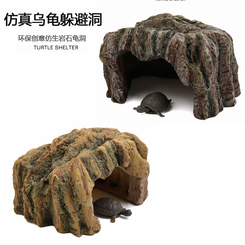 Mascotas trepadoras, refugio de rocas, suministros de casa, lagarto, animal, cueva de piedra, artesanías de resina oculta, tortuga, terraza, cueva de tortuga