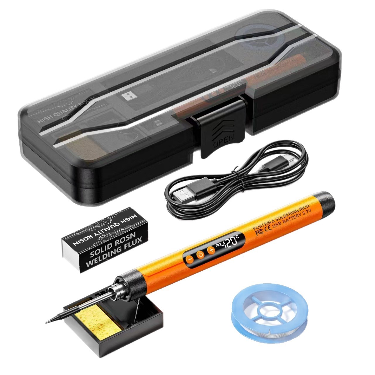 Mini pantalla digital USB carga hierro de soldadura portátil electrodomésticos inalámbricos reparación kit de herramientas DIY conjunto de código de cigarrillos de aluminio