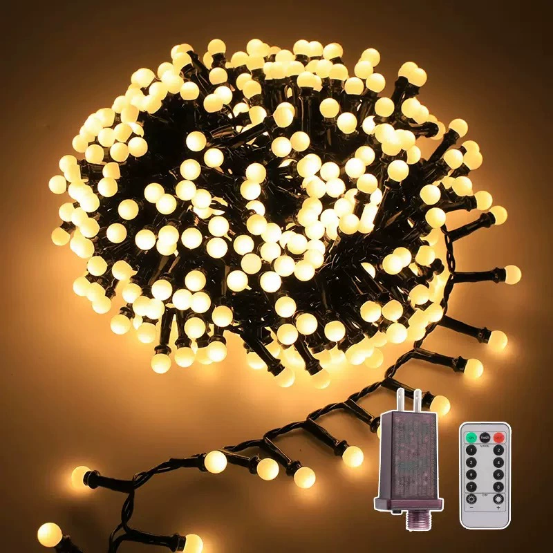 New Year's small ball light string small white ball lantern cherry small ball decorative light outdoor waterproof solar camping light