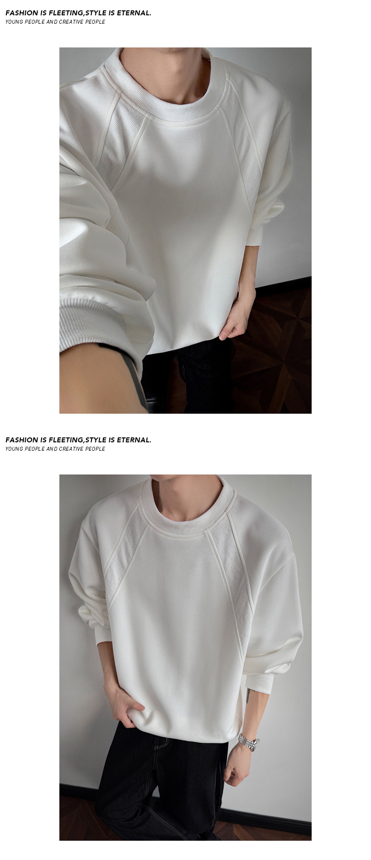Men's Heavy Deconstructed Sweatshirt Trendy Loose Pullover Top_voghion.com