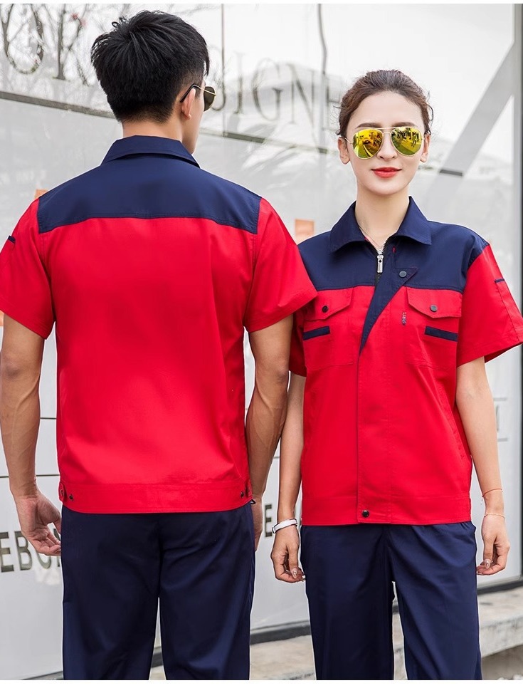 Trajes de trabajo de mangas cortas para hombres de verano delgado desgaste taller de reparación de automóviles mecánica y eléctrica ropa de seguro laboral personalizada / fabricada