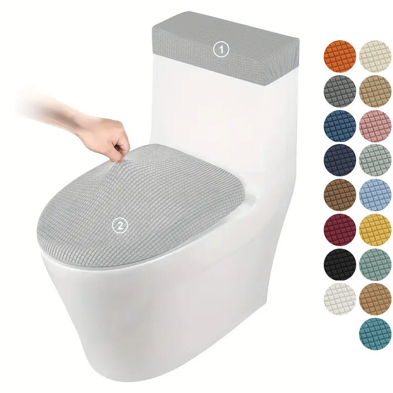 Verdickte Toilettensitzbezug aus Maisseide mit Jacquardmuster, Wassertankabdeckung, Hotel- und Hausbedarf, universelle elastische Toilettendeckelbezug